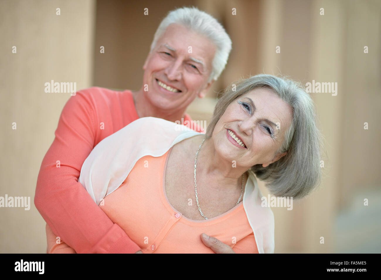 eautiful elderly couple outdoor Stock Photo
