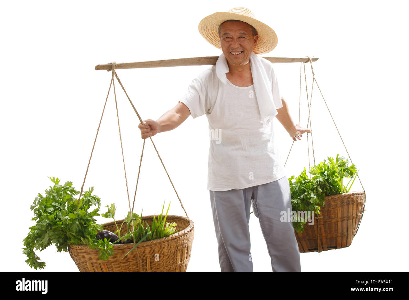 Farmers picking vegetables Stock Photo