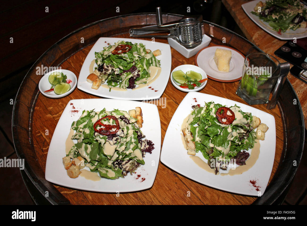 Plates Of Ensalada In a Peruvian Restaurant Stock Photo