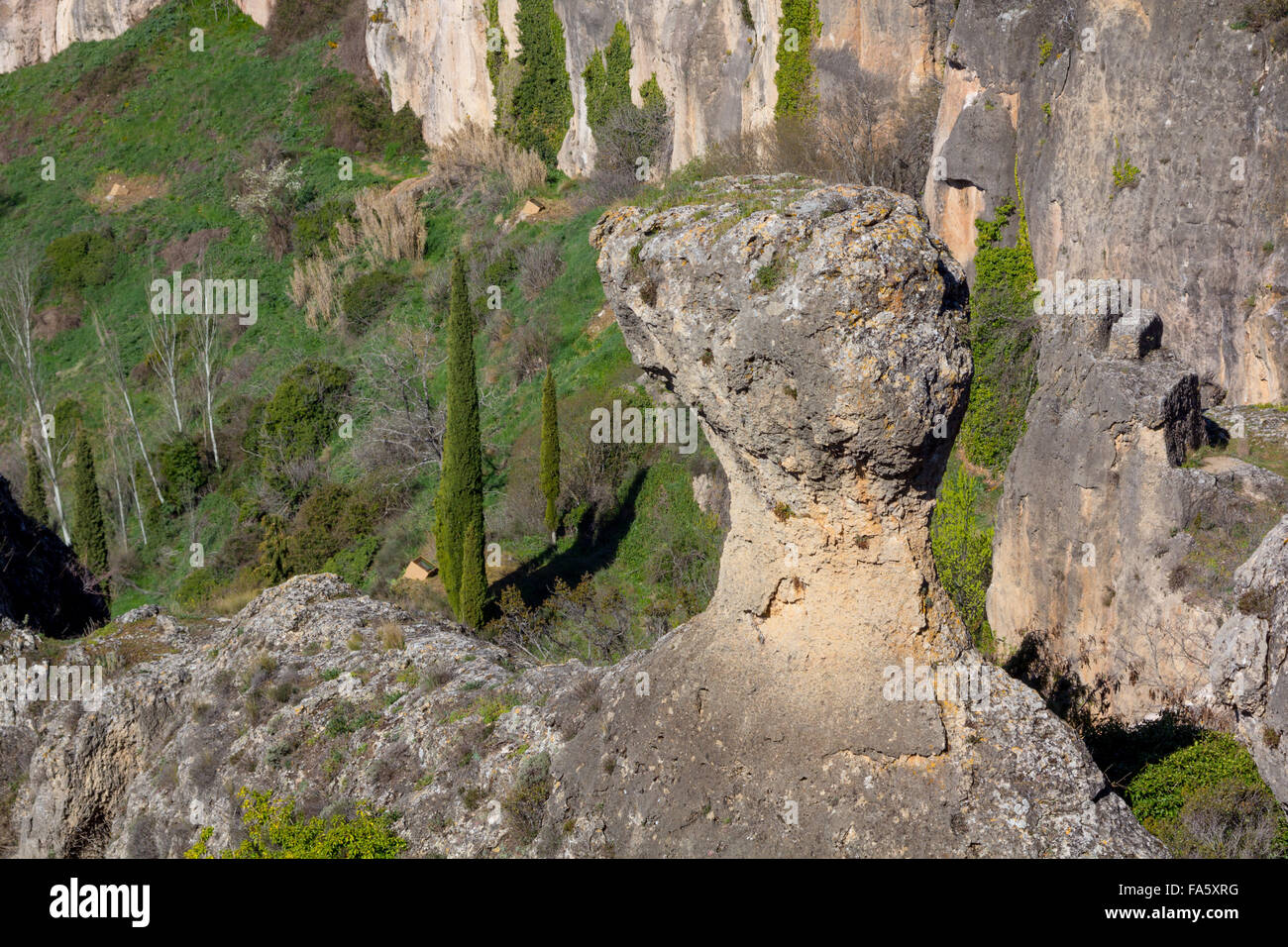 Curiously shaped granite rock in the city of Cuenca, Spain Stock Photo ...