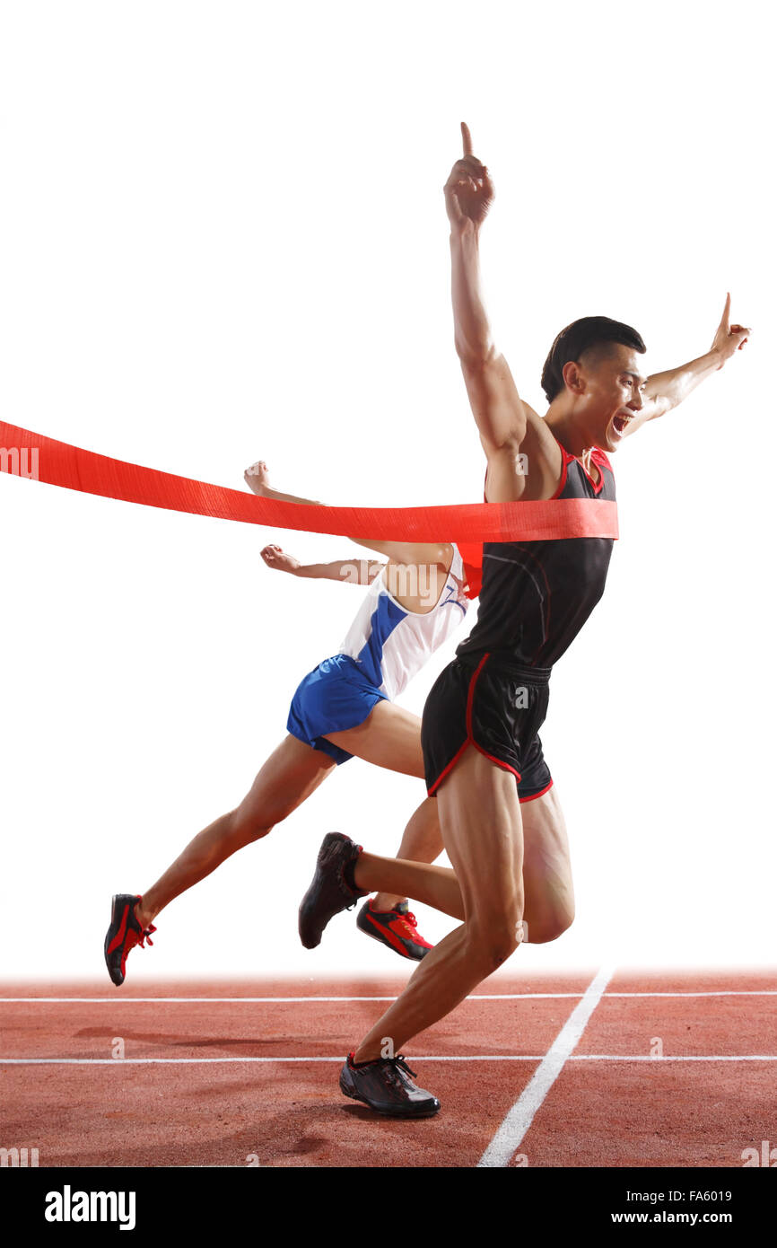 Two track and field athletes in the competition Stock Photo Alamy