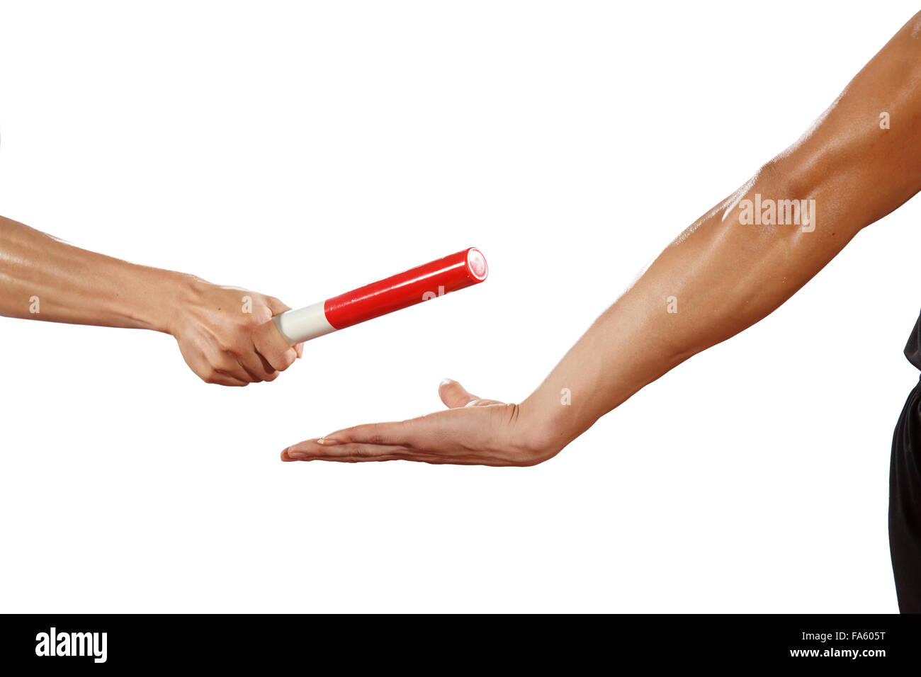 Track and field athletes pass the baton Stock Photo Alamy