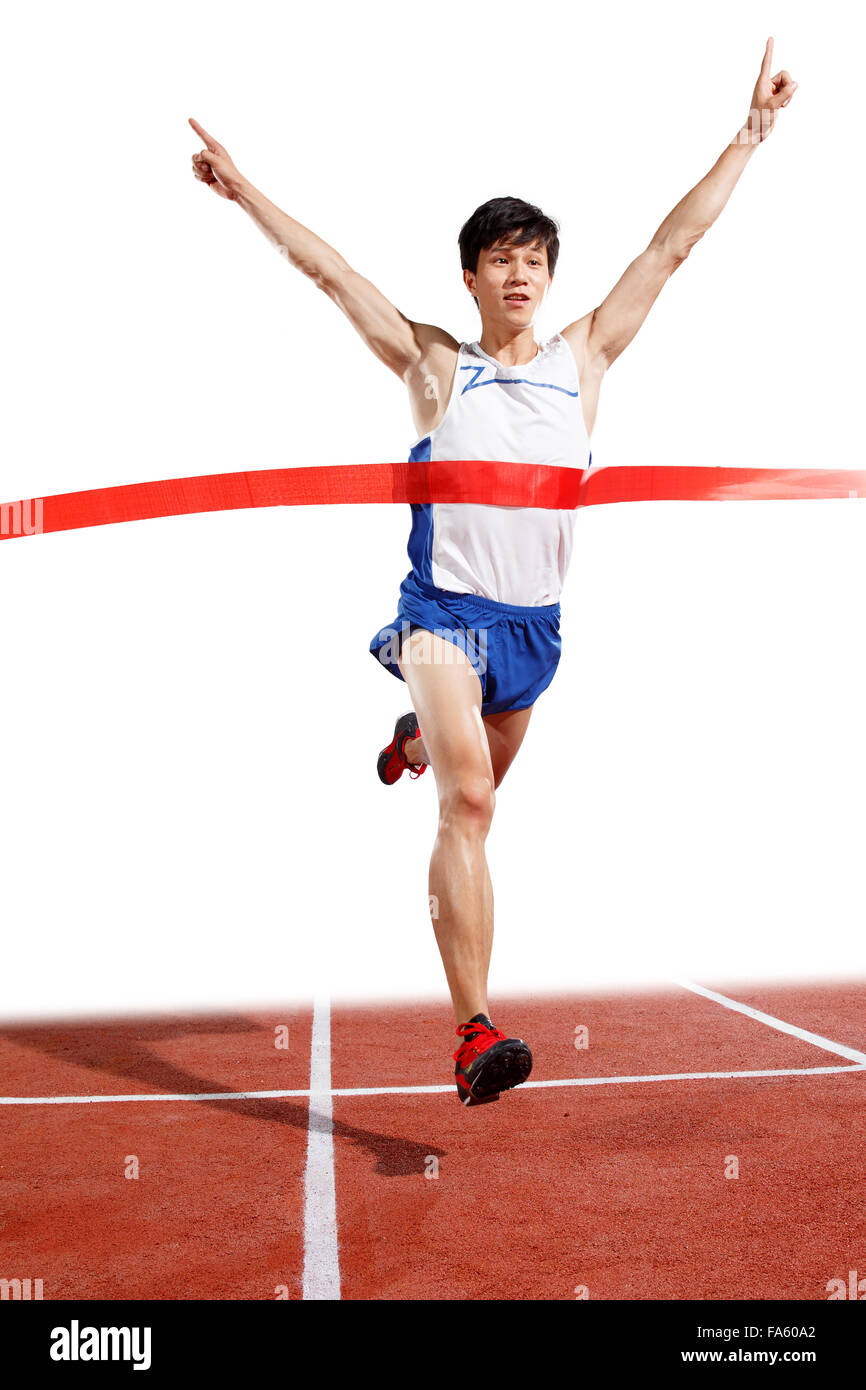 Track and field athletes to reach the finish line Stock Photo Alamy