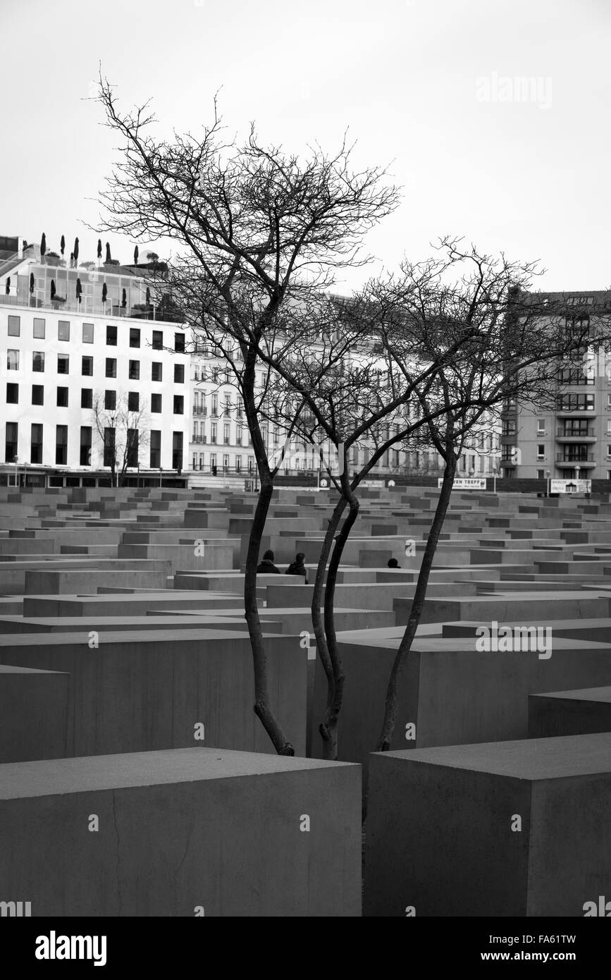 Memorial to the murdered Jews of Europe Berlin Holocaust memorial for Germany field of stelae Stock Photo