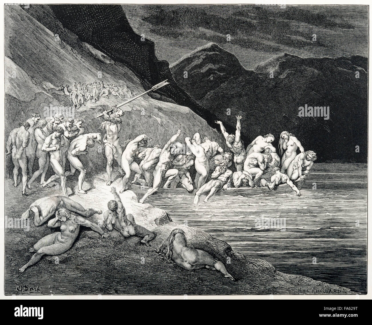 l'Inferno (The Vision of Hell) by the 13c Italian poet Dante Alighieri,  illustrated by the 19c French artist Gustave Doré. The Seventh Circle of  Hell, where the violent are punished. Here blasphemers