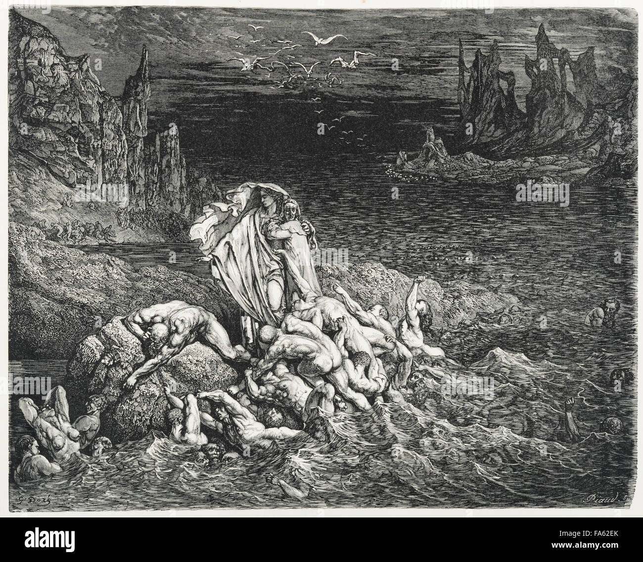 Dante and Virgil looking into the inferno, 1863 - Stock Image - C045/4482 -  Science Photo Library