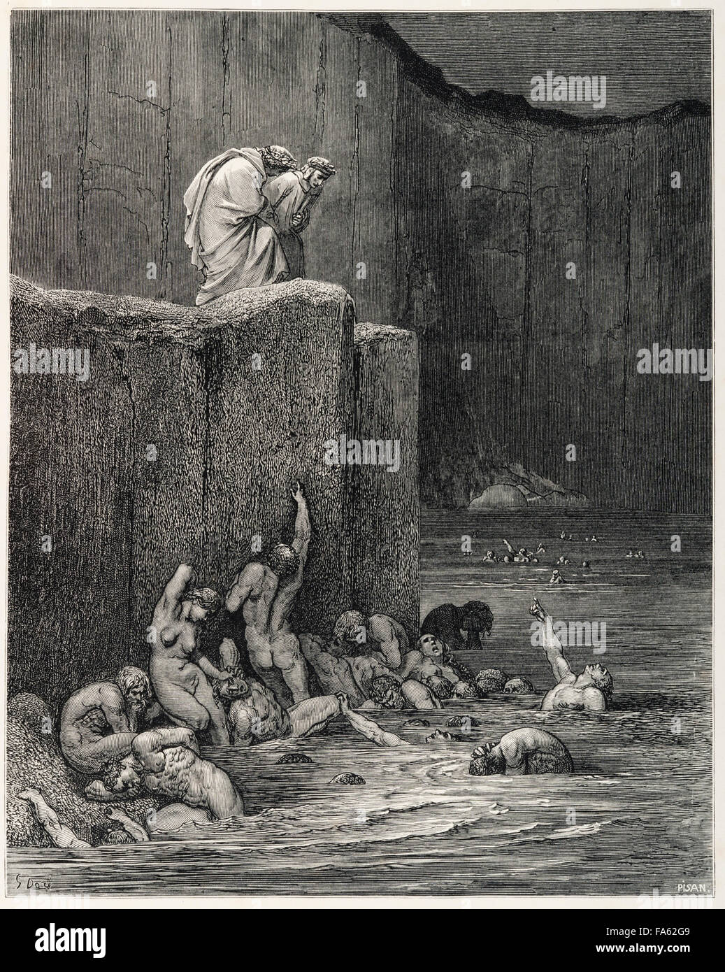 l'Inferno (The Vision of Hell) by the 13c Italian poet Dante Alighieri,  illustrated by the 19c French artist Gustave Doré. The Seventh Circle of  Hell, where the violent are punished. Here blasphemers