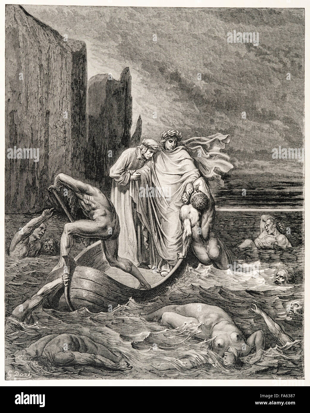 l'Inferno (The Vision of Hell) by the 13c Italian poet Dante Alighieri,  illustrated by the 19c French artist Gustave Doré. The Seventh Circle of  Hell, where the violent are punished. Here blasphemers