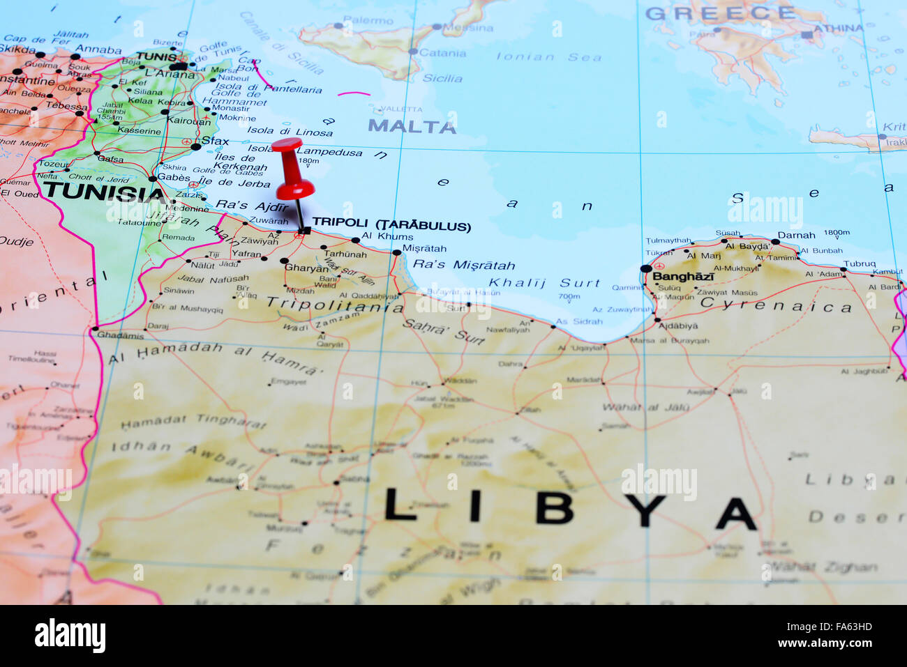 Tripoli pinned on a map of Africa Stock Photo Alamy