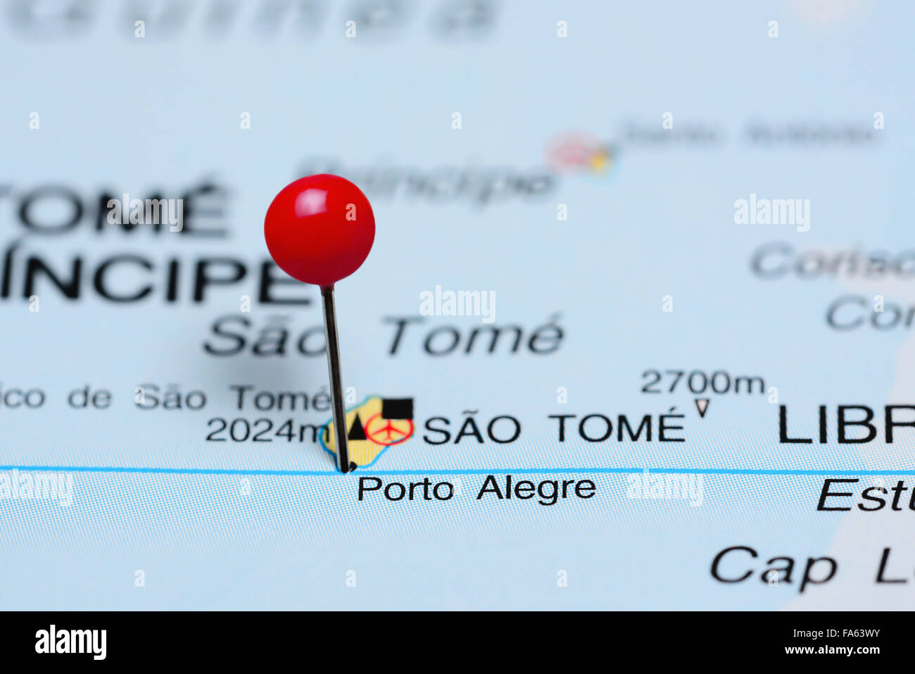 Porto Alegre pinned on a map of Africa Stock Photo