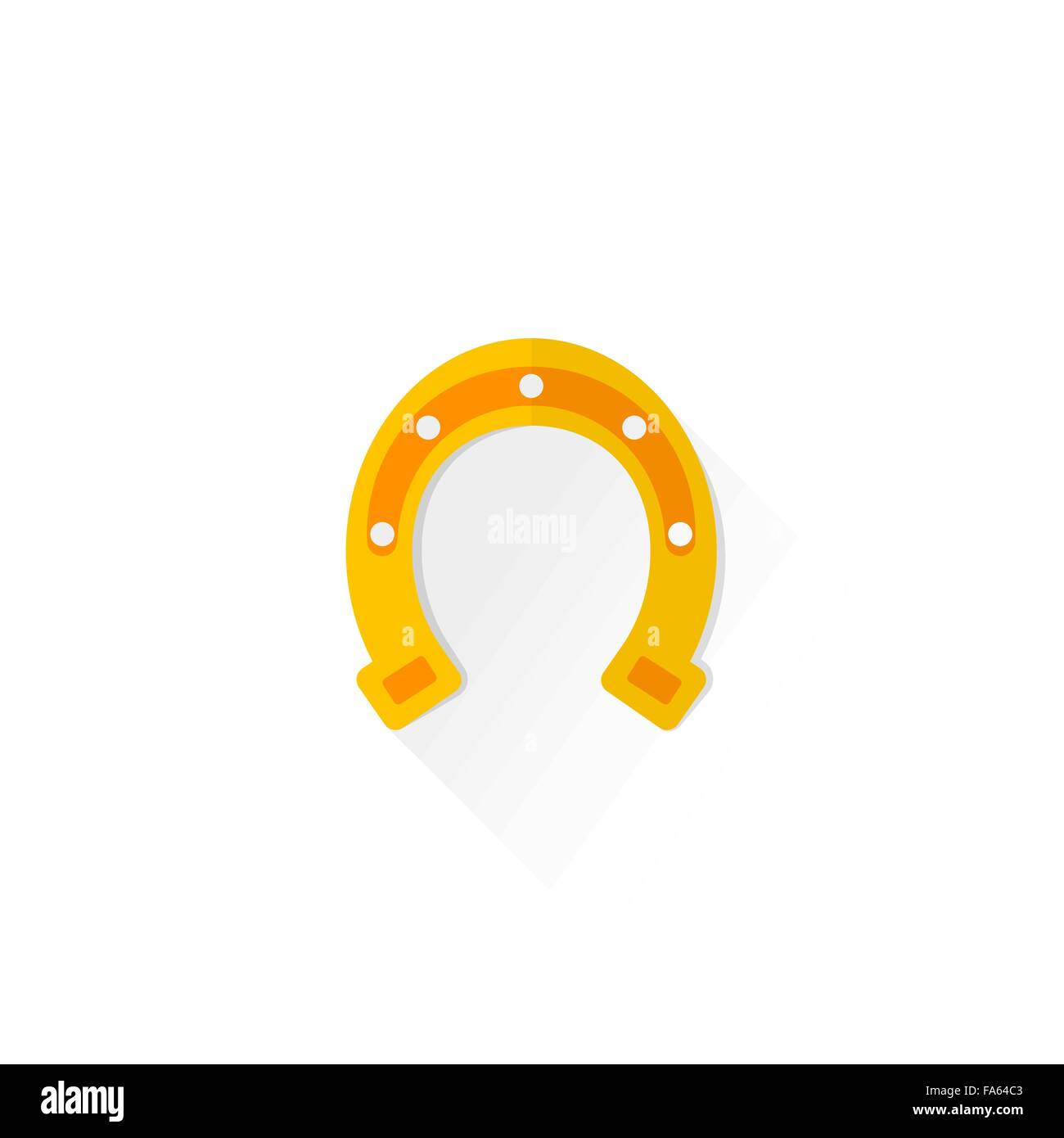 vector yellow gold colored flat design horseshoe lucky sign isolated illustration on white background with shadow Stock Vector