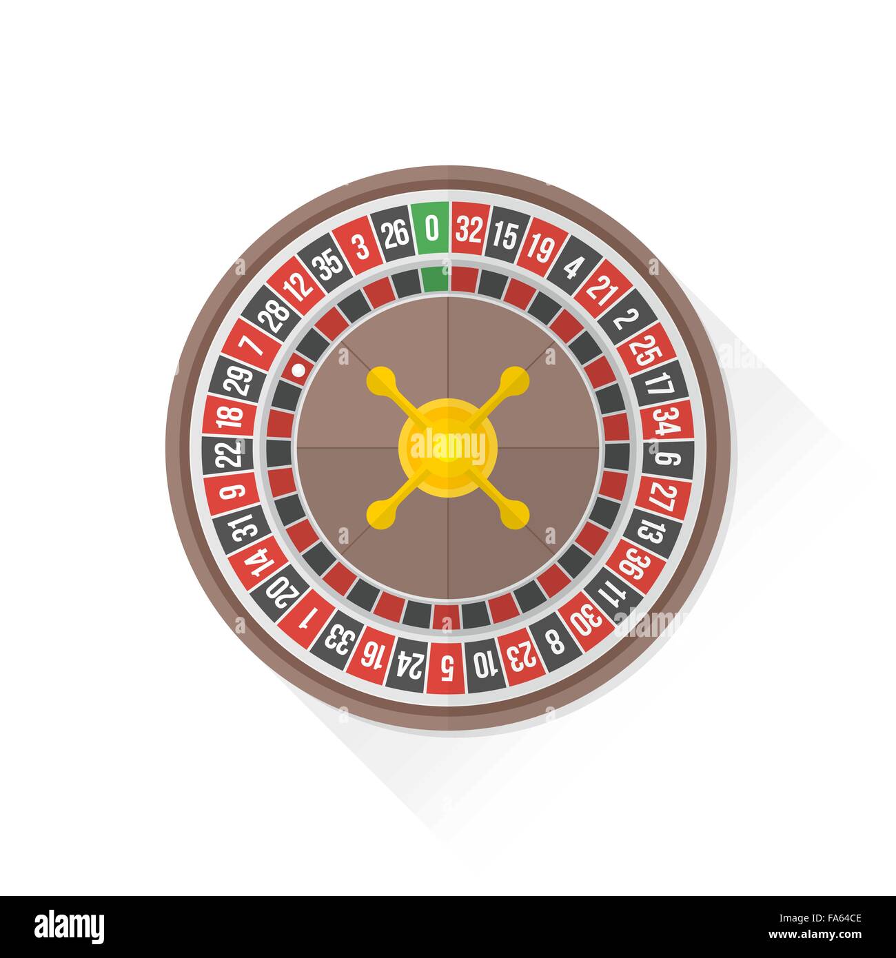 vector gambling casino roulette wheel isolated flat design illustration on white background with shadow Stock Vector