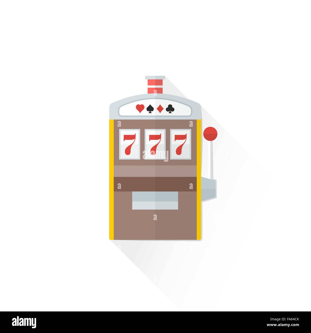 vector gambling slot machine winner triple sevens isolated flat design illustration on white background with shadow Stock Vector