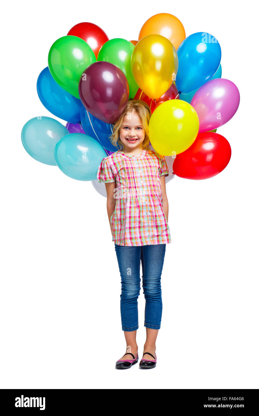 Beautiful little girl with balloons Stock Photo Alamy