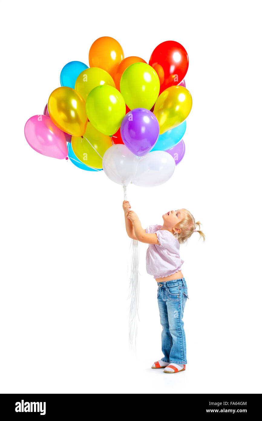 Cute little girl with balloons Stock Photo Alamy