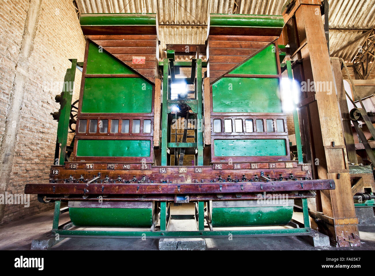 Old machine to select coffee beans that is still used on the farm Stock Photo