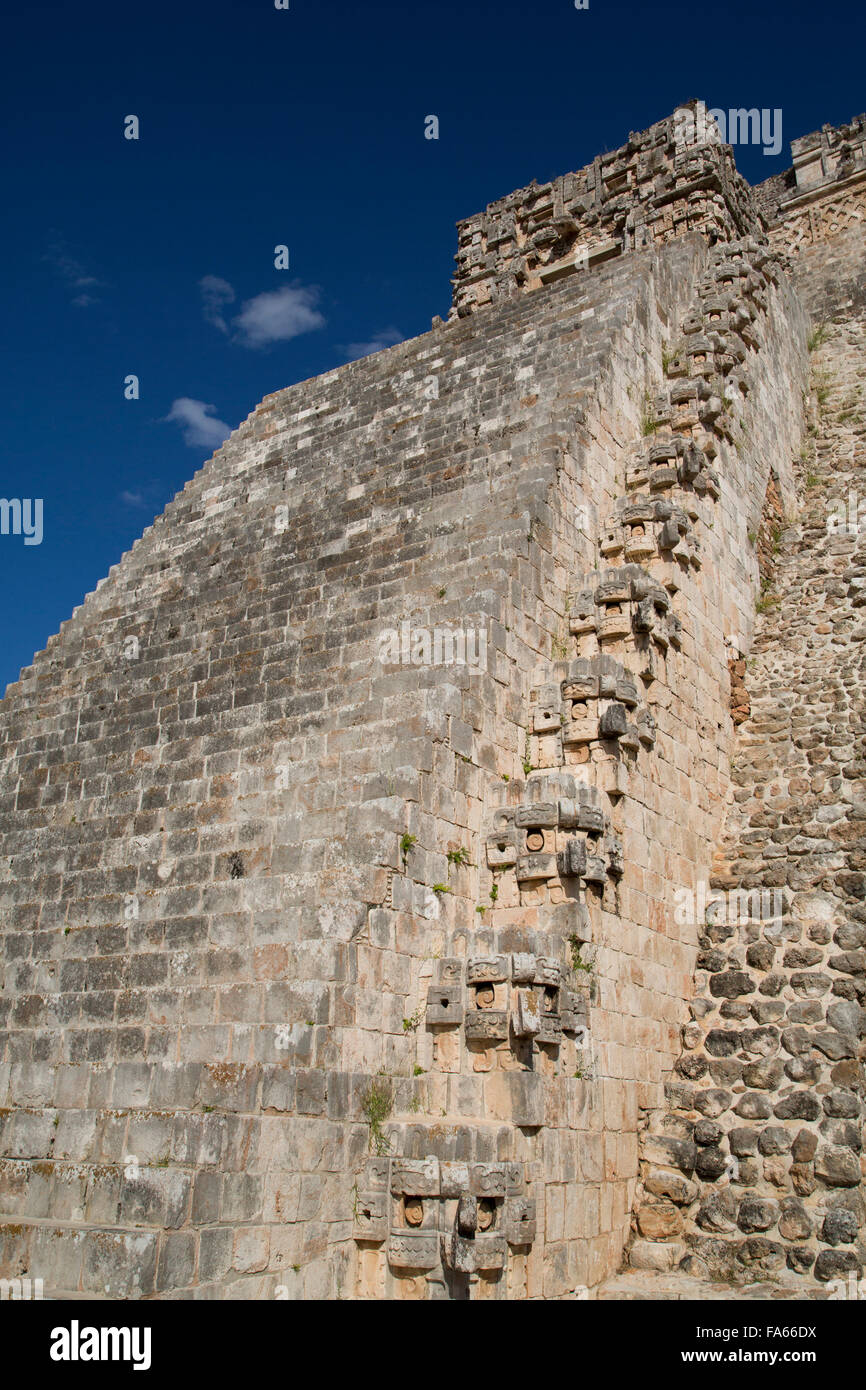 House of the Magician, Uxmal Mayan Archaeological Site, Yucatan, Mexico Stock Photo