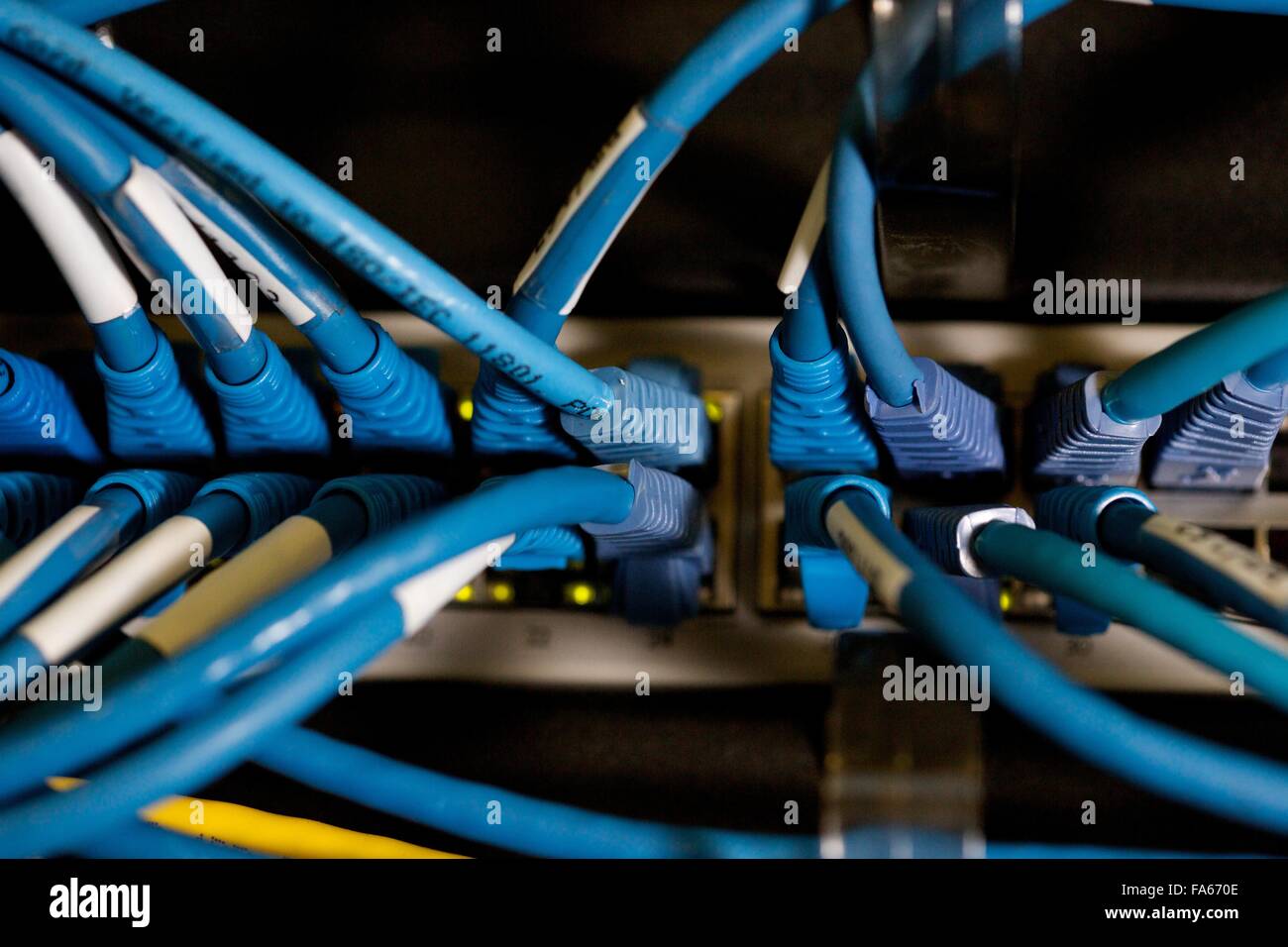 close up shot of server and cables in a server room Stock Photo - Alamy