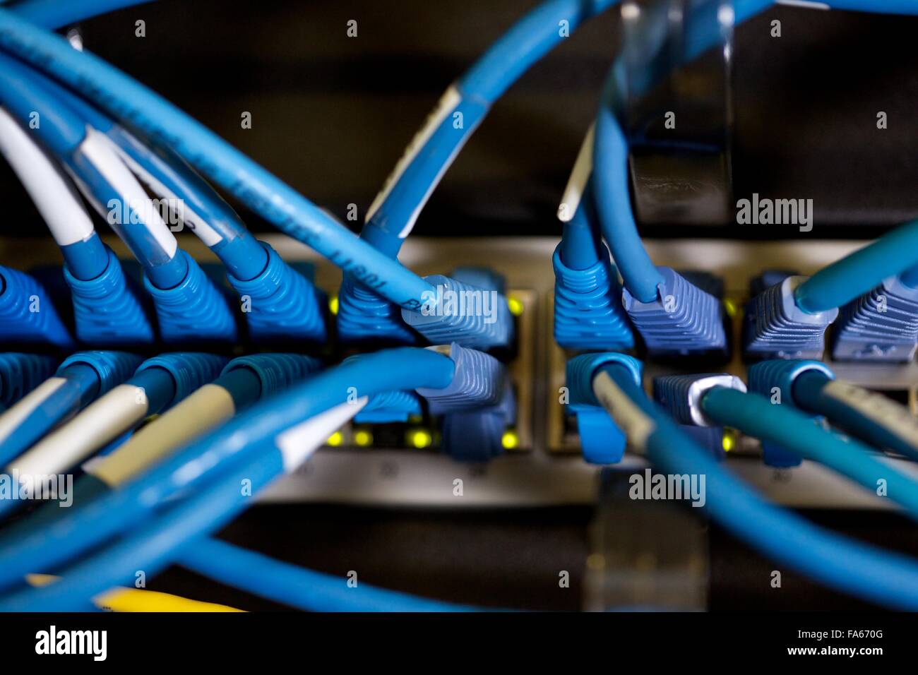 close up shot of server and cables in a server room Stock Photo - Alamy