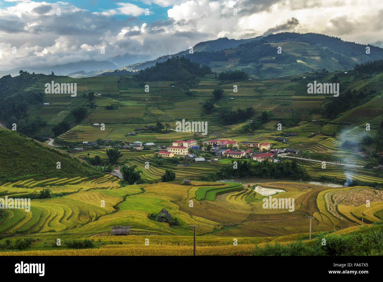 Rice terraces in the mountain, Yenbai, Vietnam Stock Photo