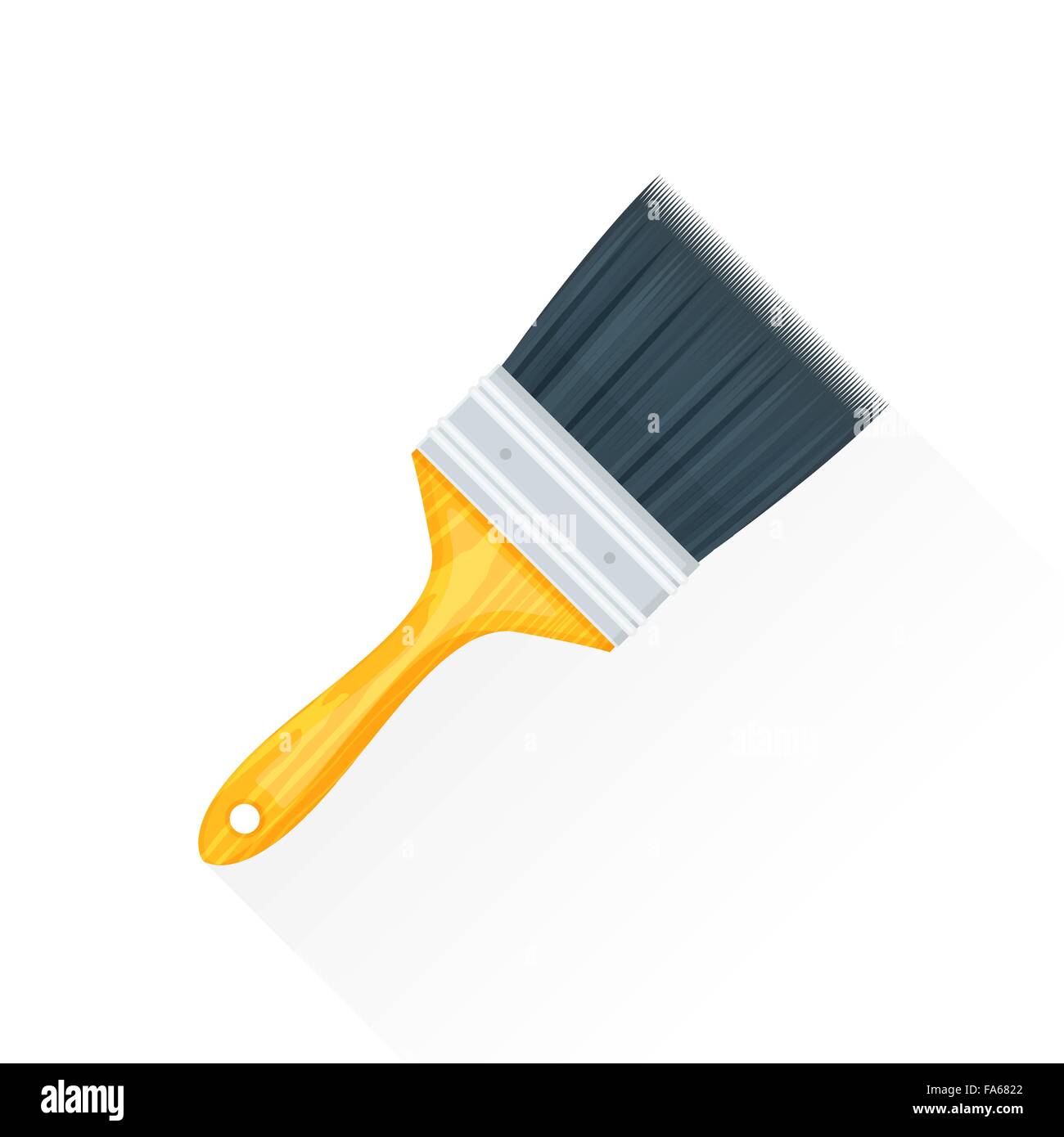 vector colored flat design house remodel paint brush wooden textured handle illustration isolated white background long shadow Stock Vector