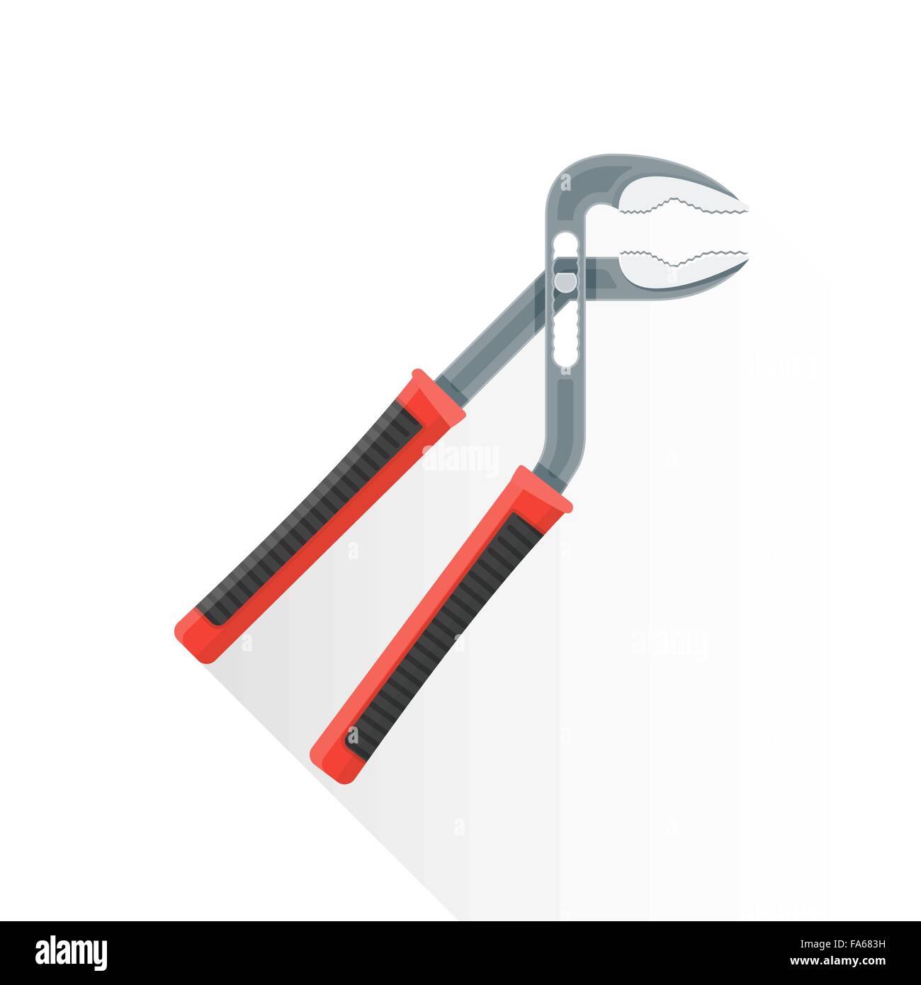 vector colored flat design construction adjustable water pump pliers red black handle illustration isolated white background lon Stock Vector