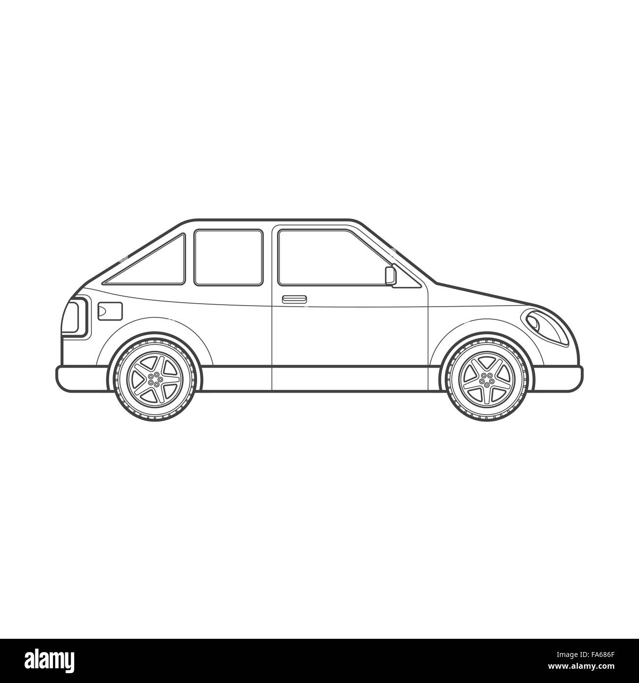 vector black monochrome contour hatchback coupe body type vehicle