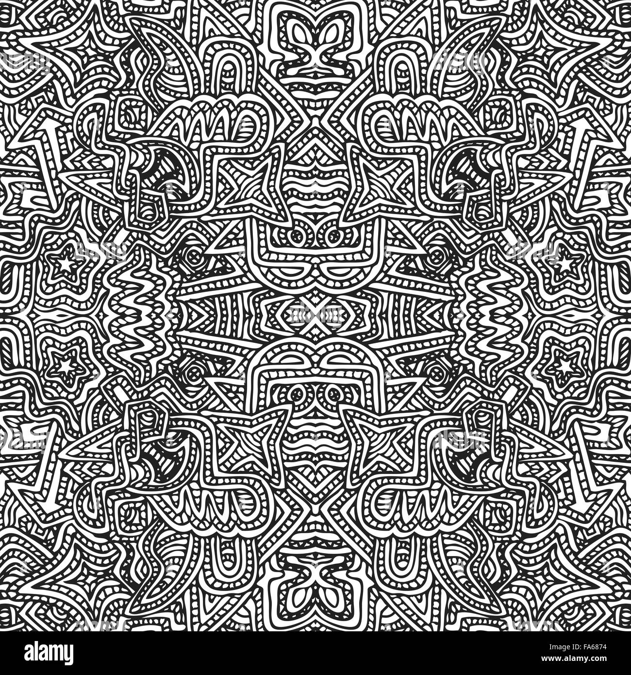 vector black monochrome hand drawn zentangle seamless aztec pattern