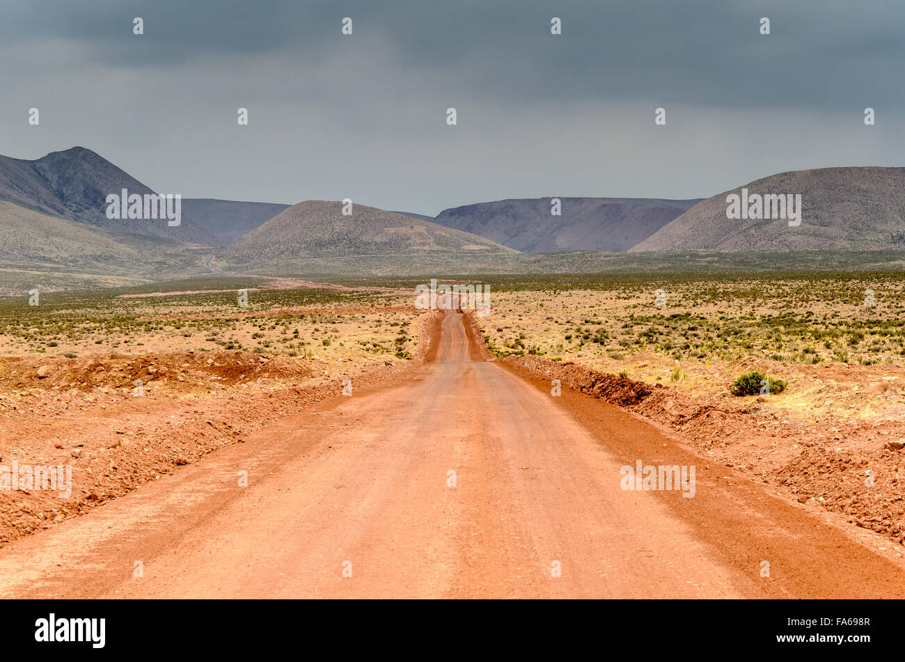 Empty straight road, Atacama Desert, Chile Stock Photo