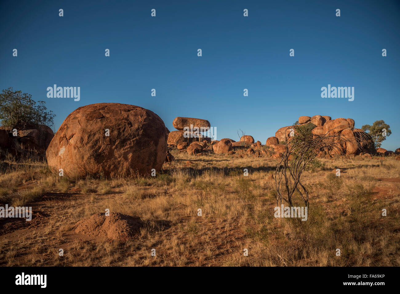 Devils Marbles in the Australia Outback Stock Photo