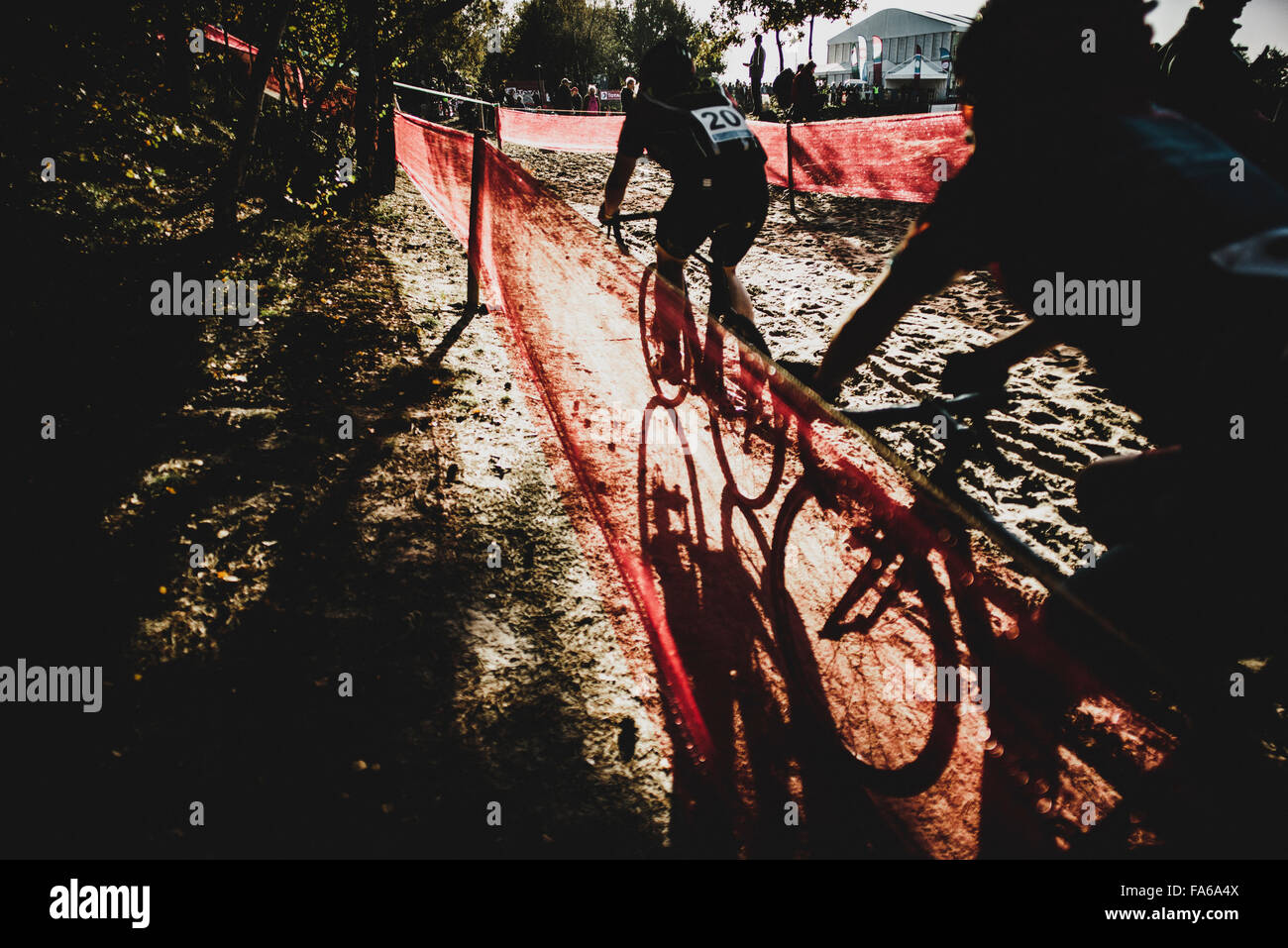 Riders at a cyclocross race Stock Photo