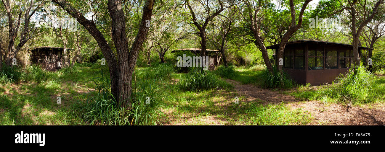 Panoramic Composite Image Of Historic Shelters Pods At Camp Lula Sams Brownsville Texas Usa Stock Photo Alamy