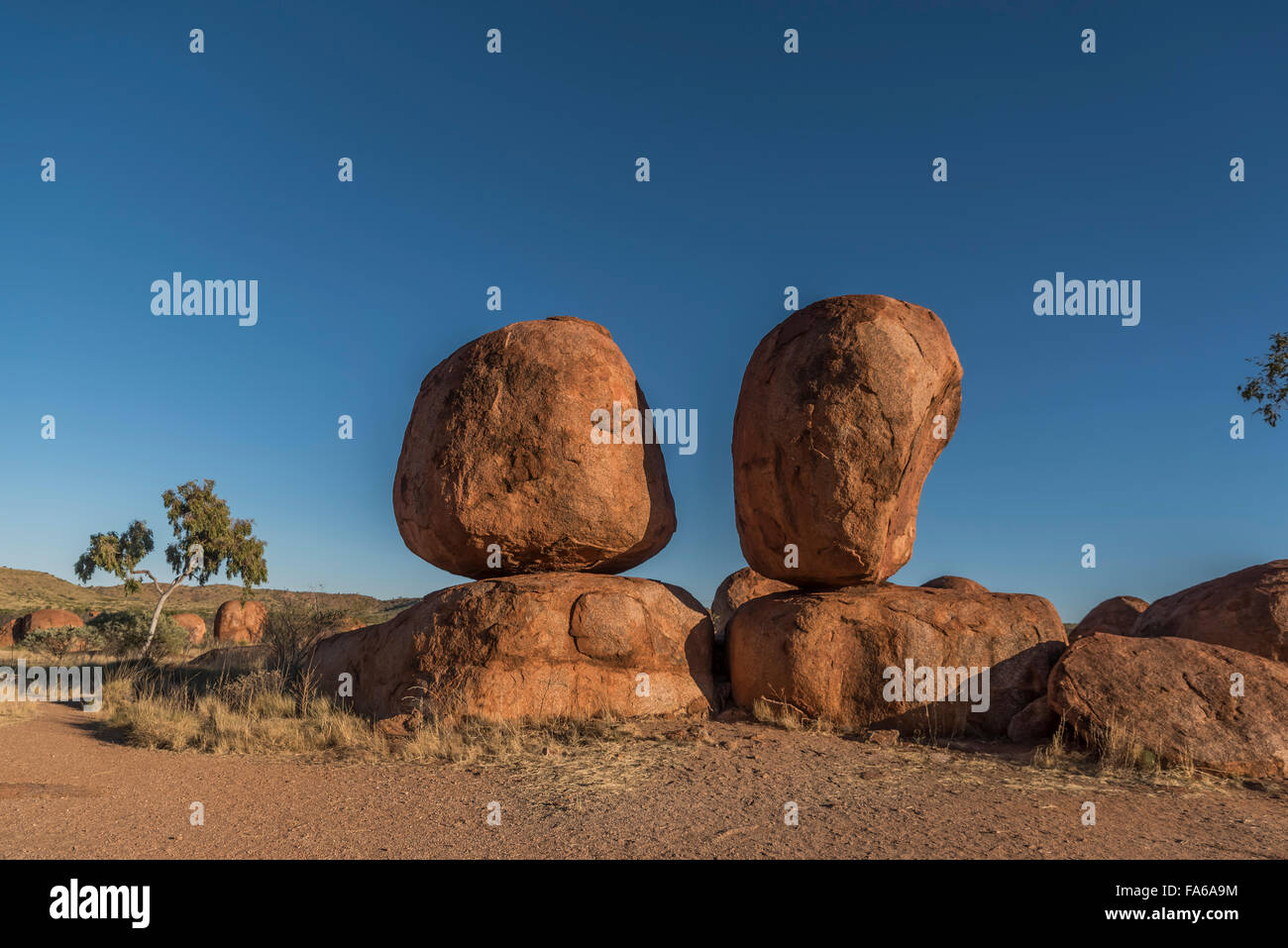 Devil Marbles in the Australian Outback Stock Photo