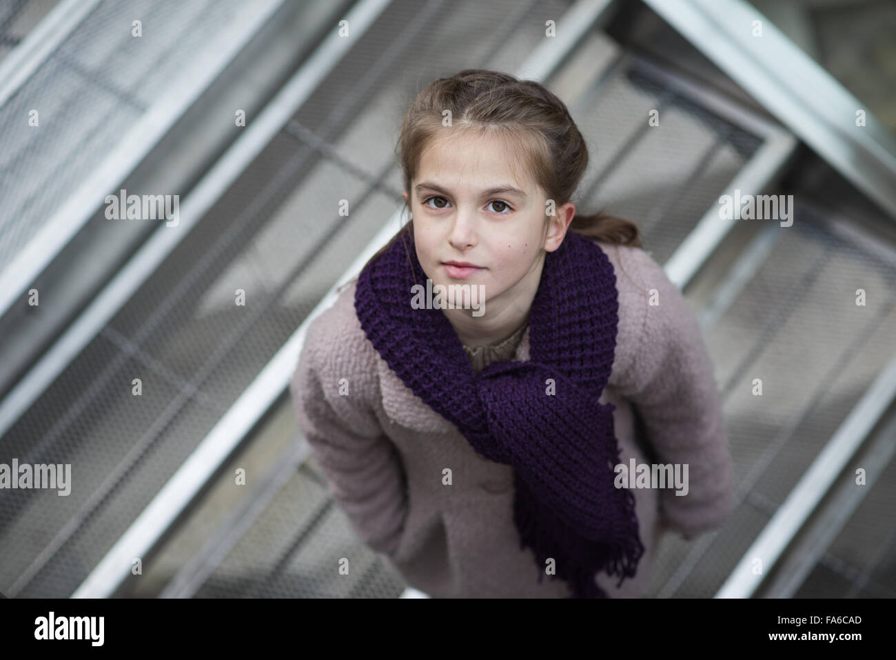 Elevated view of a girl looking up Stock Photo