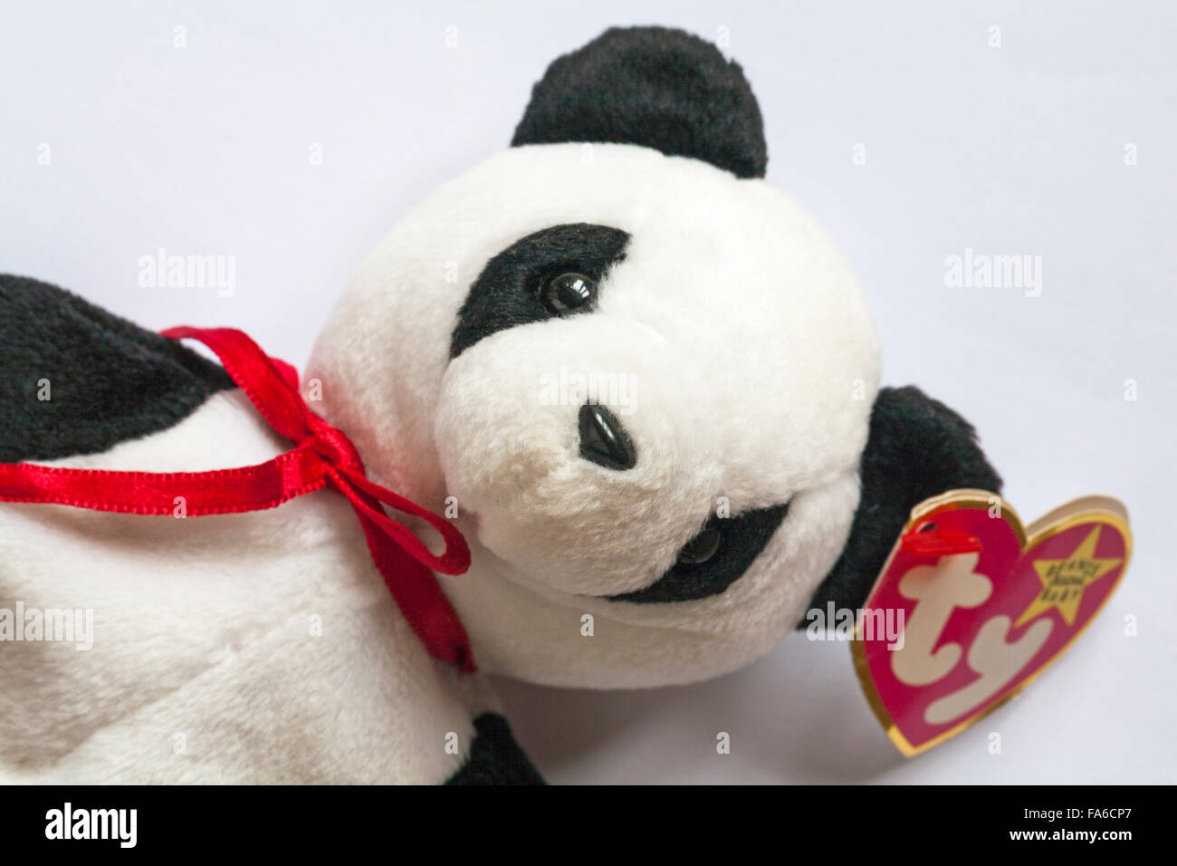 Fortune the Panda - TY Beanie Baby set on white background Stock Photo