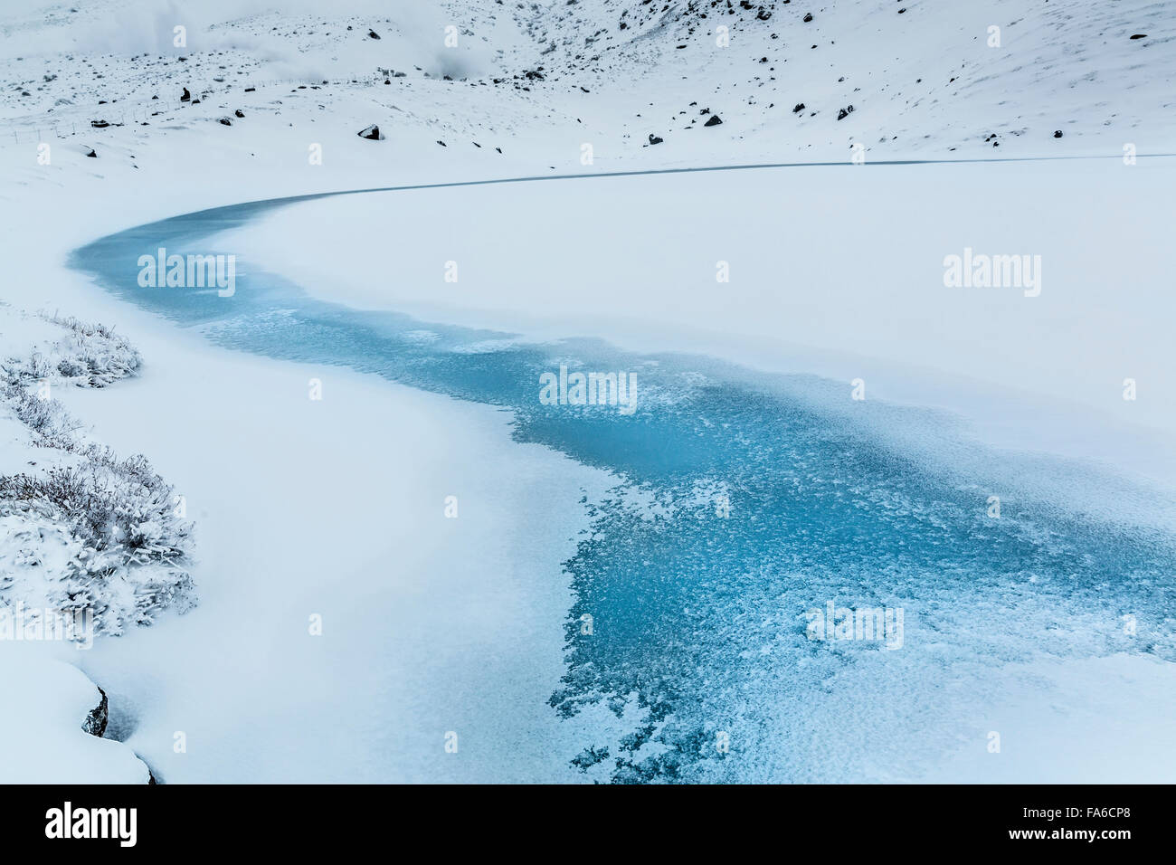 Frozen lake, Daisetsuzan National Park, Hokkaido, Japan Stock Photo
