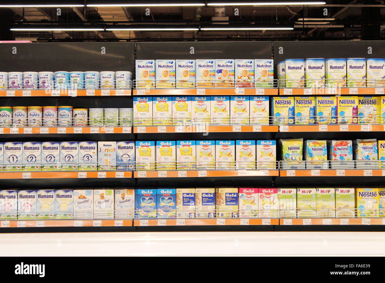 baby nutrition on the shelves of shop Stock Photo Alamy
