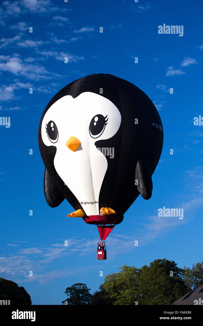 Penguin hot air balloon at the Bristol International Hot Air Balloon Fiesta 2015 Stock Photo