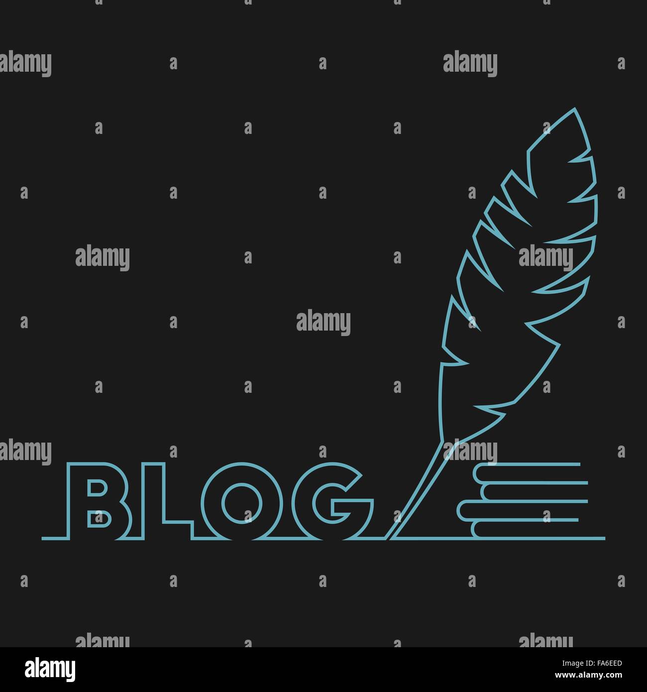 Vector illustration of blog word, pen and books for your design Stock Vector