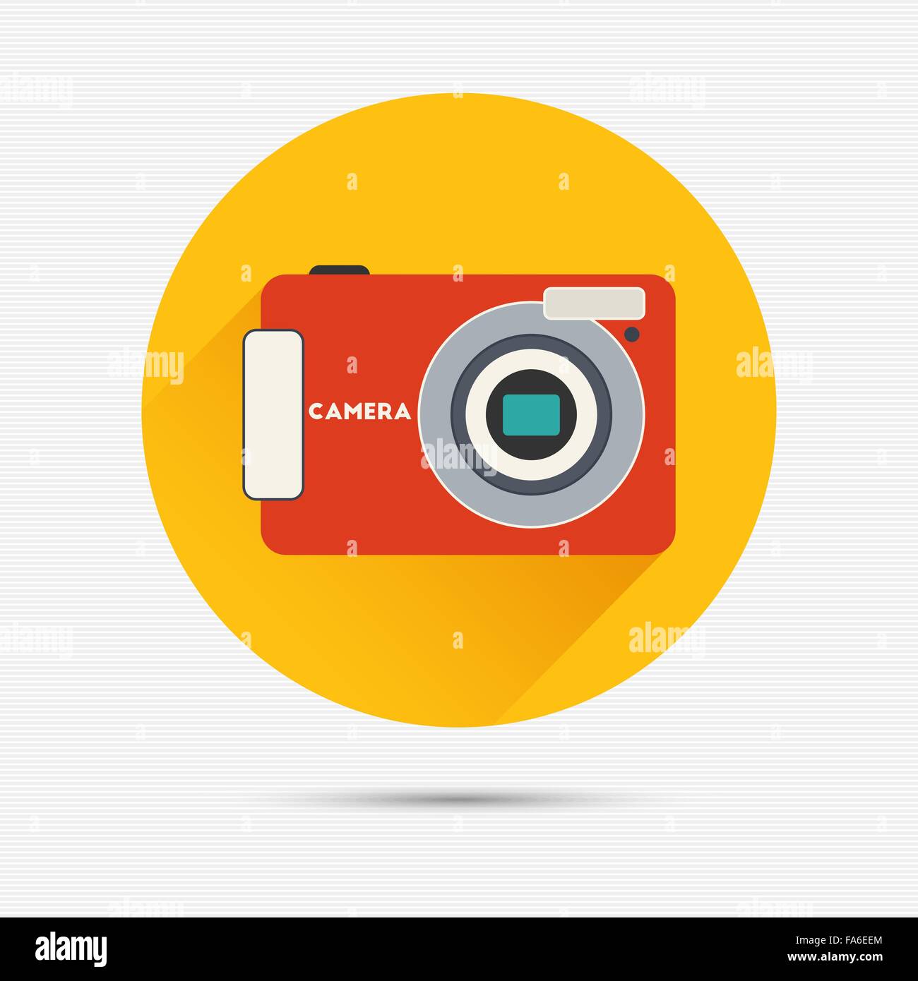 Vector illustration of camera with long shadow for your design Stock Vector