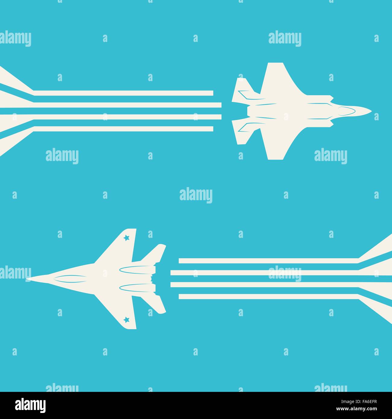Jet fighter aircrafts flying on sky for your design Stock Vector