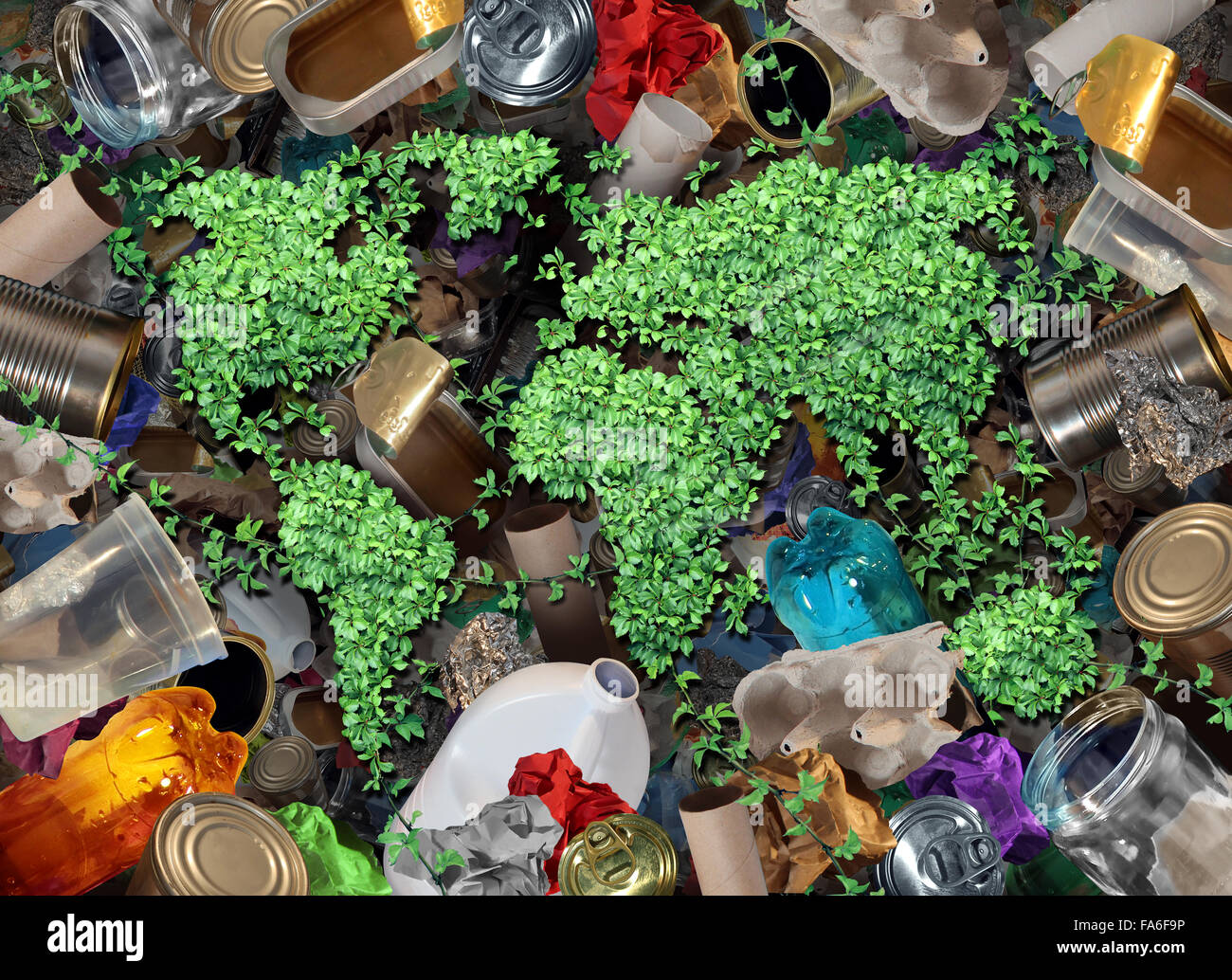 Recycle global rubbish for the environment and garbage concept or recycling waste management