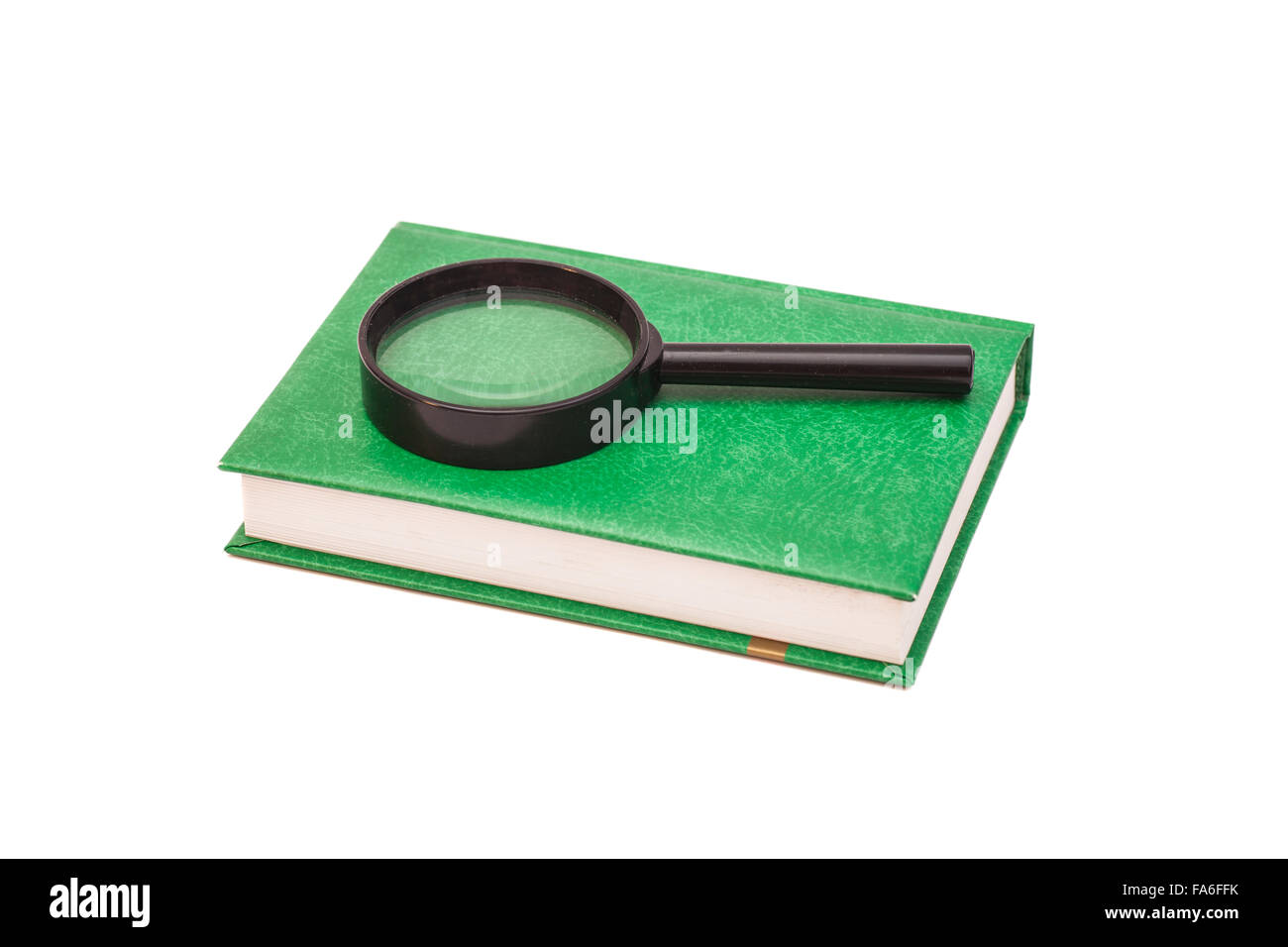 Magnifying glass and book isolated on white Stock Photo - Alamy