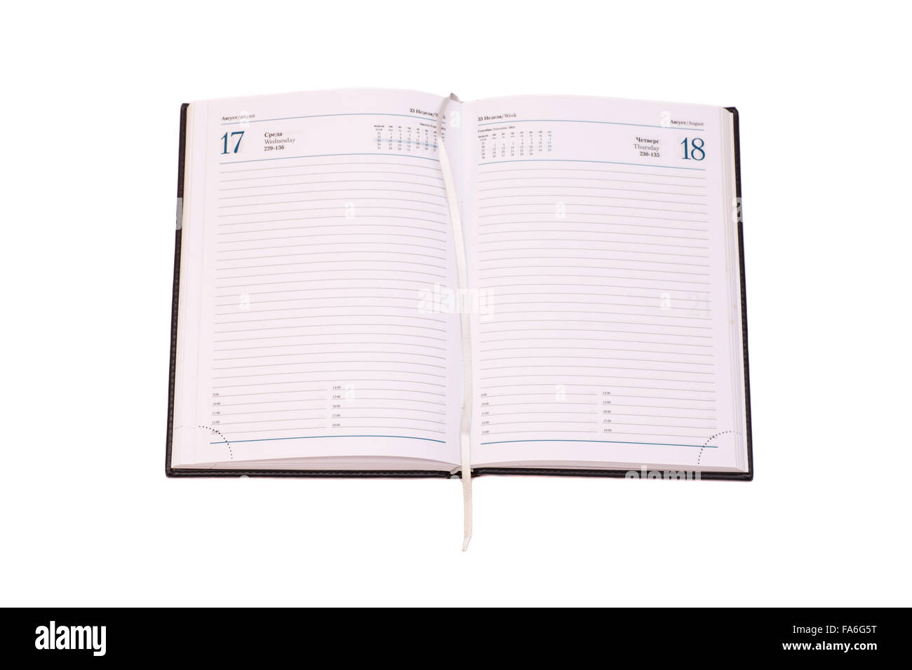 Open notebook isolated on white Stock Photo Alamy