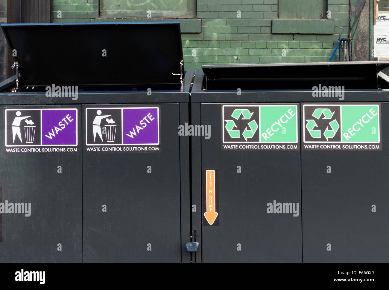 Waste and recycle cans in New York City Stock Photo Alamy