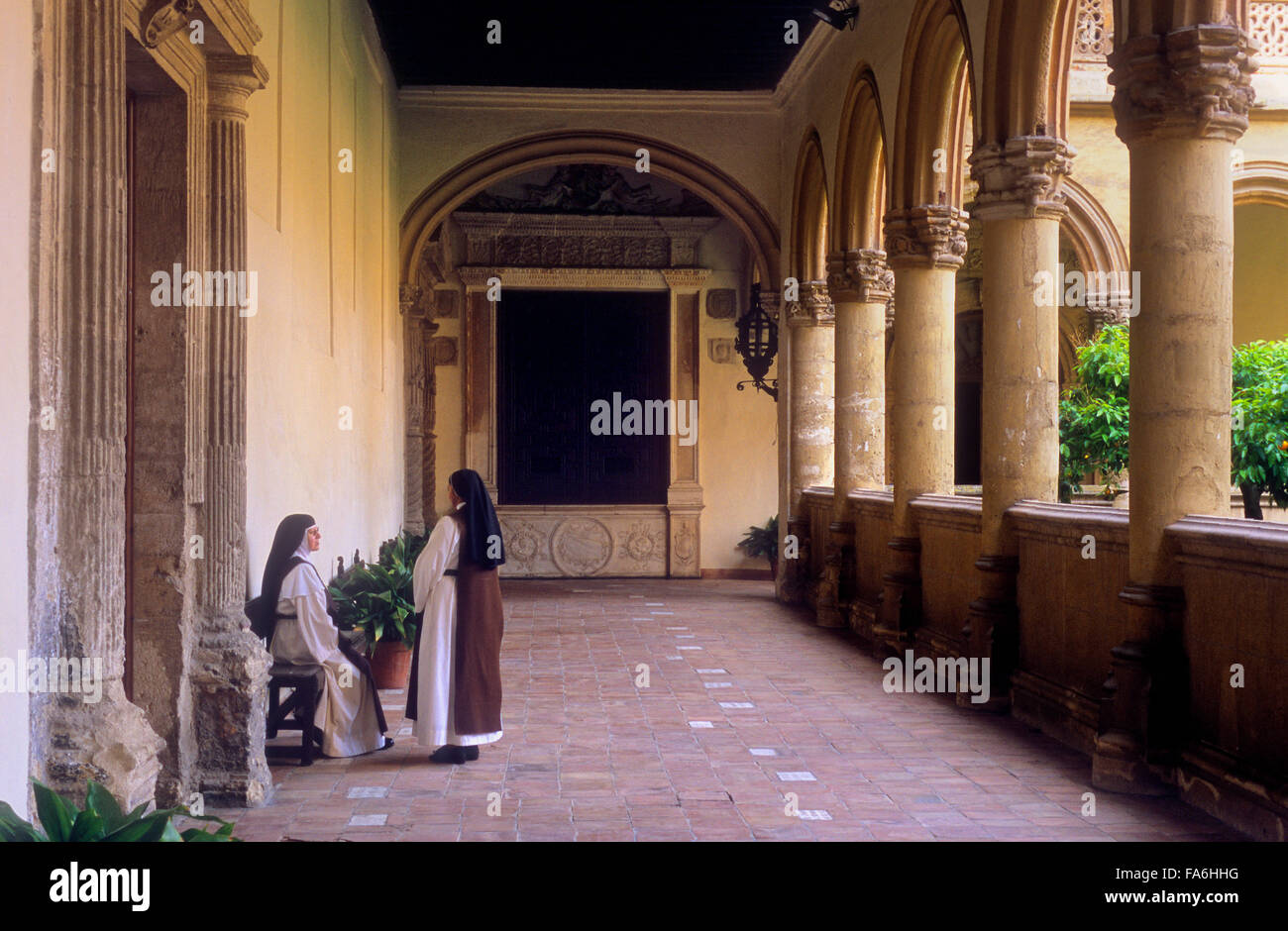 Monastery of San Jerónimo.Nuns in the cloister.Granada. Andalucia, Spain Stock Photo