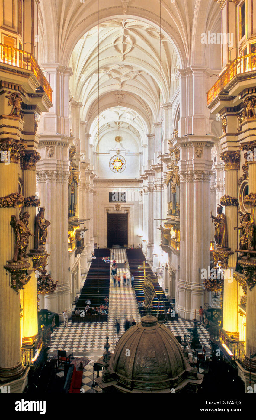 Cathedral.Interior.Central vault.Granada. Andalucia, Spain Stock Photo