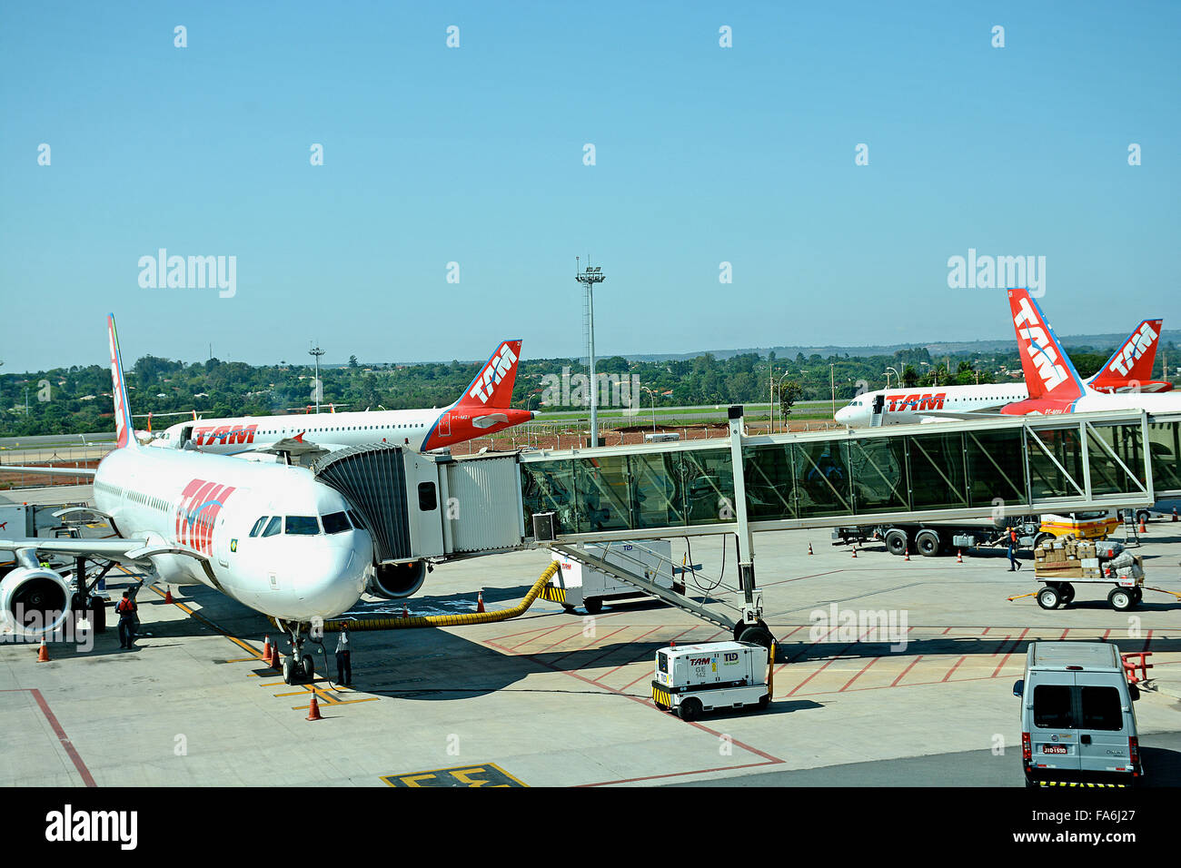 Airbus of Tam airlines in Presidente Juscelino Kubitschek Brasilia international airport Brazil Stock Photo