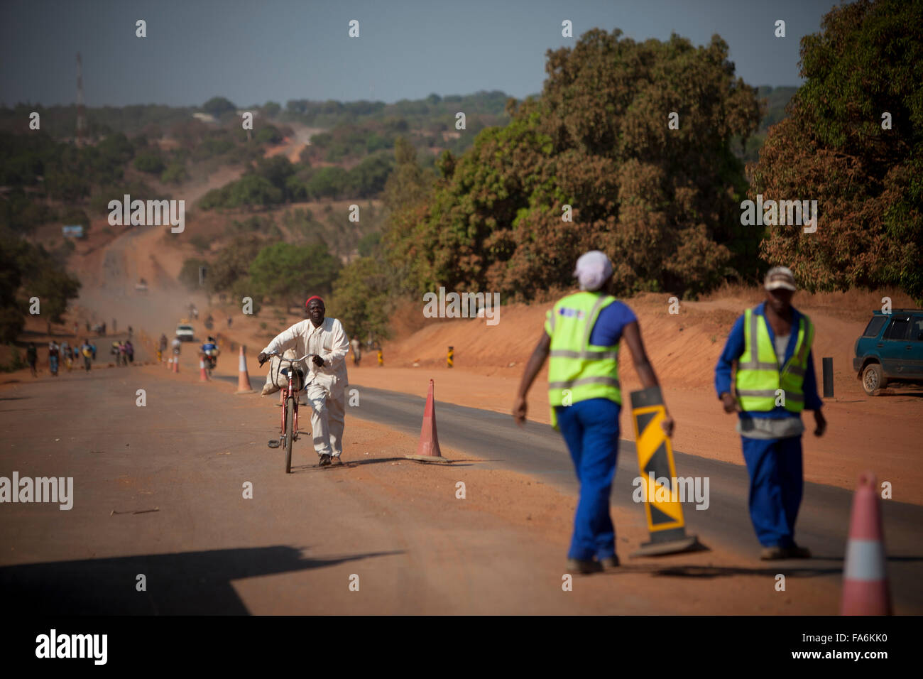 The Namialo to Rio Lurio Road in Northern Mozambique undergoes rehabilitation and construction - SE Africa. Stock Photo
