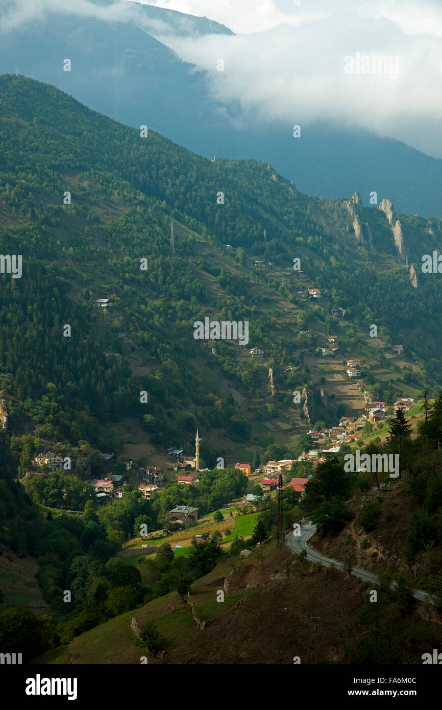 Türkei, östliche Schwarzmeeküste, Provinz Trabzon, Landschaft an der D915 bei Caykara im Pontischen Gebirge Stock Photo
